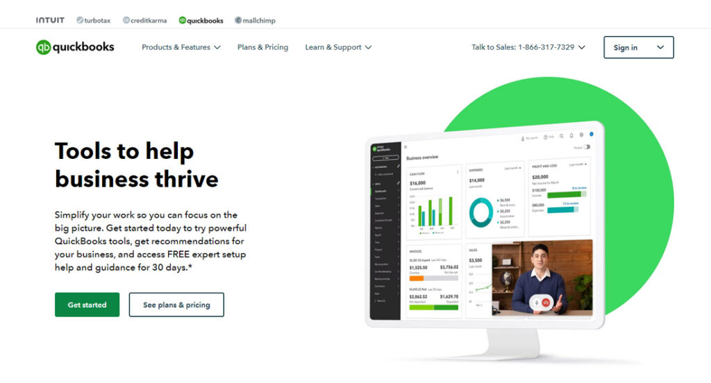 QuickBooks' website